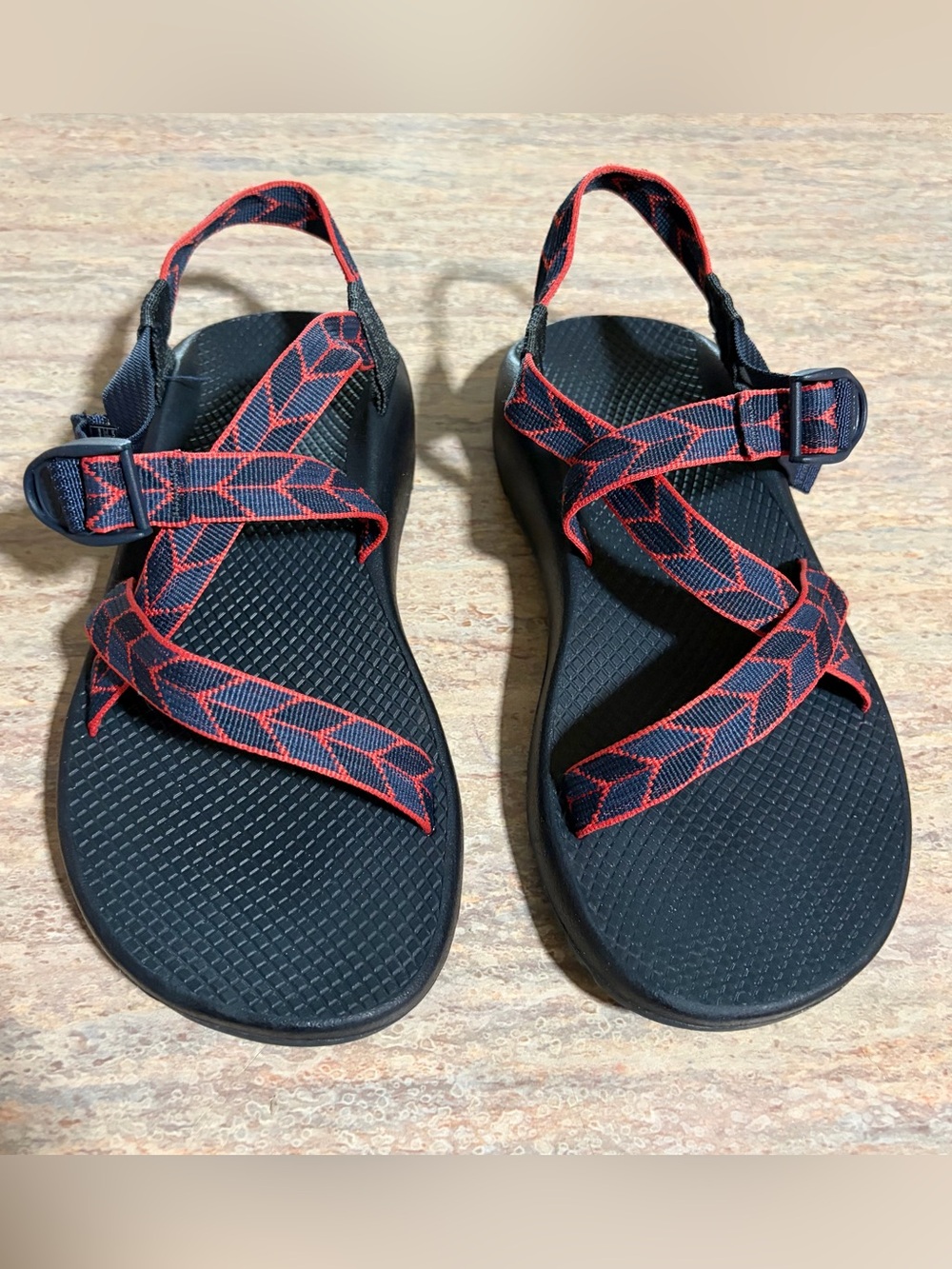Chaco Navy Blue Sandal with Coral Patterned Strapped Sandals